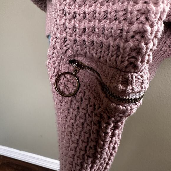 Guess sweater Chucky ribs Women XL Blush Cotton Blend Zip arm - Picture 4 of 16